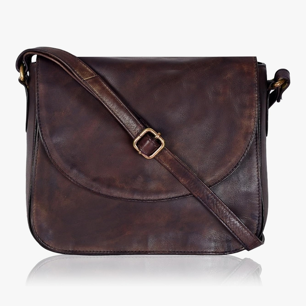 Chic Dark Brown Leather Crossbody Bag